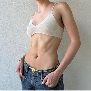 Zara Cream Ribbed Bralette